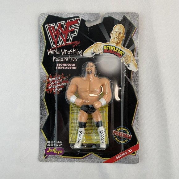 WWF Stone Cold Steve Austin Bendems #12682 JusToys 1999 SERIES XI poseable - Picture 2 of 6